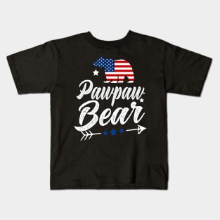 Pawpaw Bear Patriotic Flag Matching 4th Of July Kids T-Shirt
